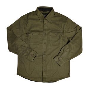 JACHS Men's Midweight Relaxed Fit Long Sleeve Button-Up Overshirt - Olive
